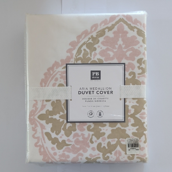 Aria Medallion Duvet Cover - Pink and Tan - Picture 1 of 2